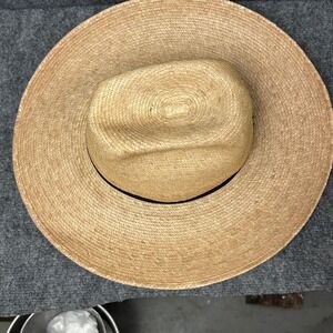 Sun Body Hats Handcrafted Palm Leaf Straw Fedora Wide Brim Sun Hat Natural Tan